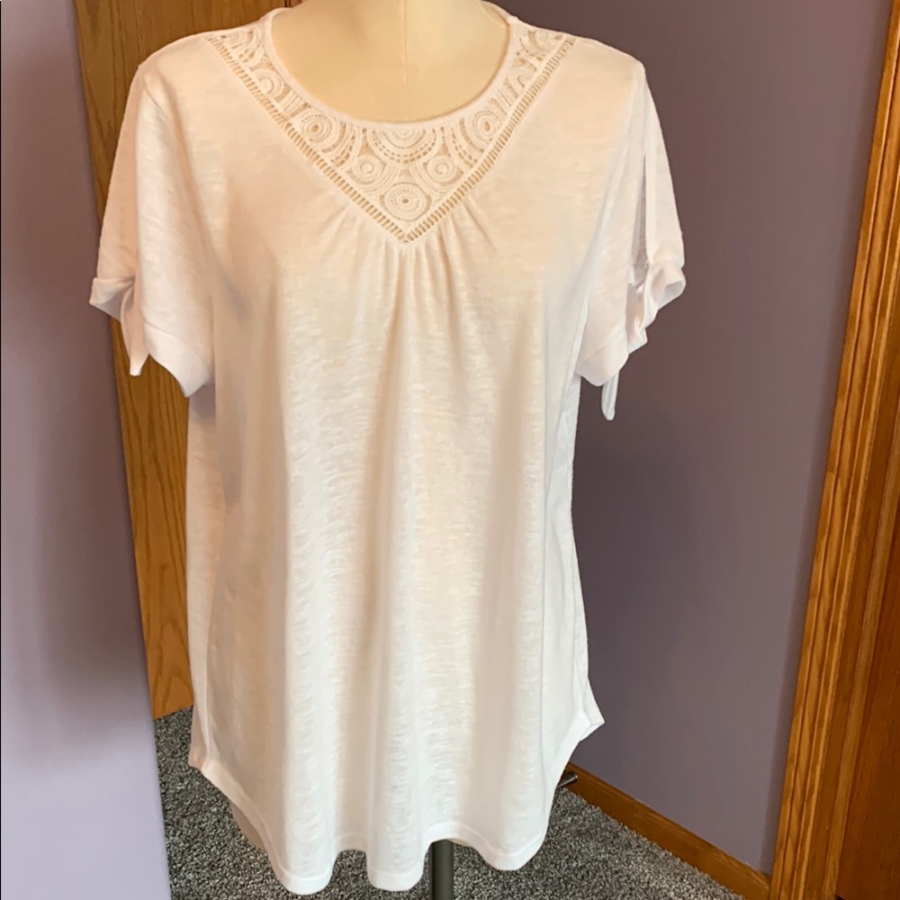 Liz Claiborne White Lace Detail Women's Top, size XXL